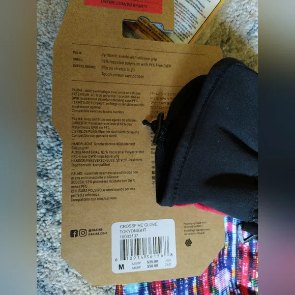 NWT Dakine Snowboarding Skiing Park Crossfire Tokyo Nights Dakine Gloves 🧤 - Picture 4 of 5